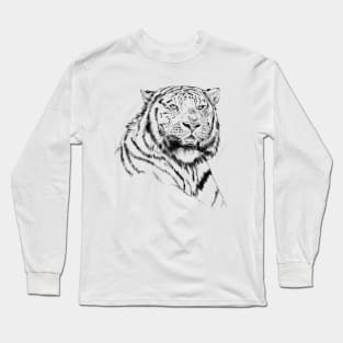 Amur Tiger Portrait Black and White Long Sleeve T-Shirt